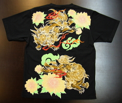 和柄半袖Tシャツ 唐獅子牡丹